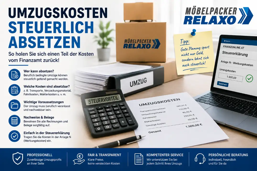 Umzugsrechnungen und Belege für die Arbeitnehmerveranlagung